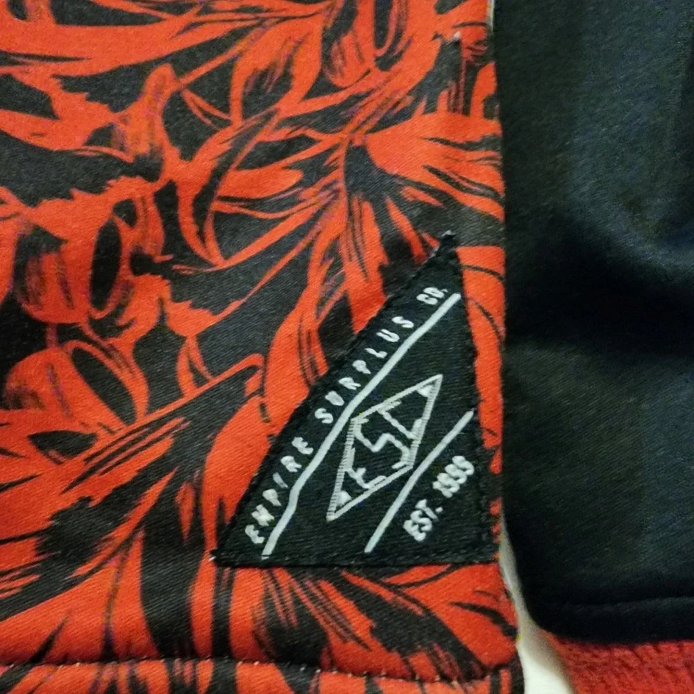 Empyre Surplus Men's‎ XL Red Black Hoodie Zip Snap Drawstring Skater Grunge Y2k - Picture 11 of 11